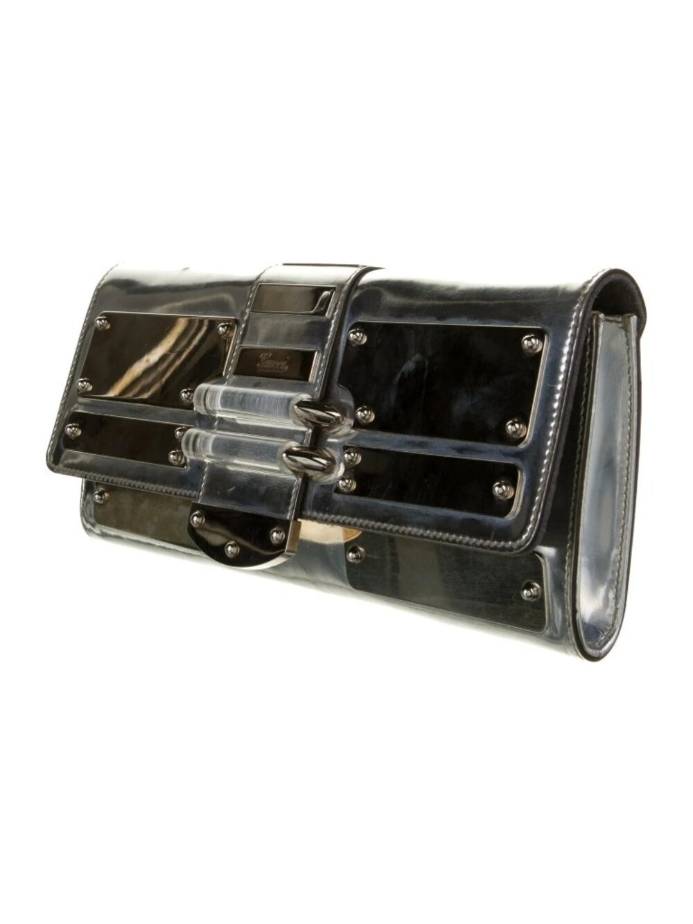 Gucci Silver Mirror Patent Leather Clutch - Picture 2 of 9